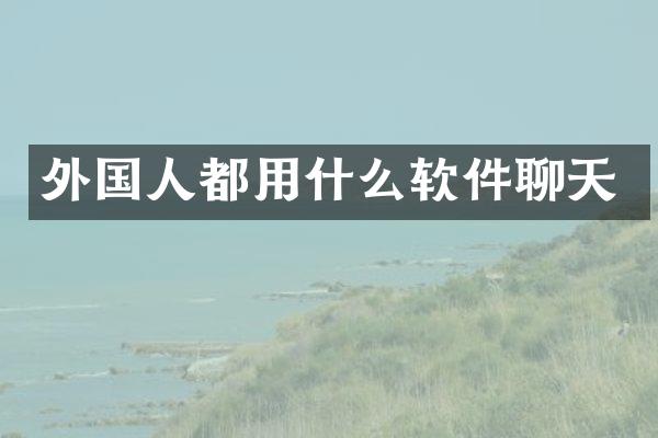 外国人都用什么软件聊天