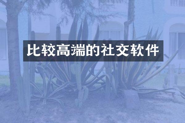 比较高端的社交软件