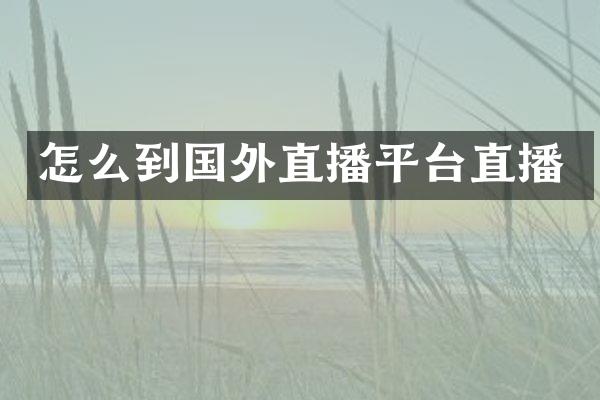 怎么到国外直播平台直播