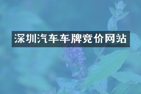 深圳汽车车牌竞价网站