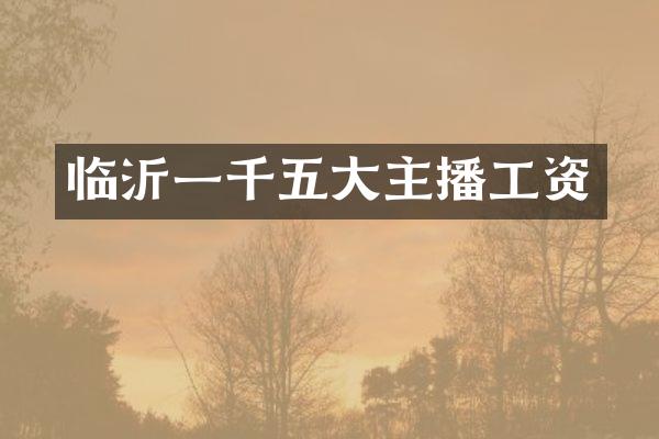 临沂一千五大主播工资