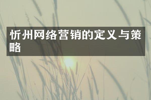 忻州网络营销的定义与策略