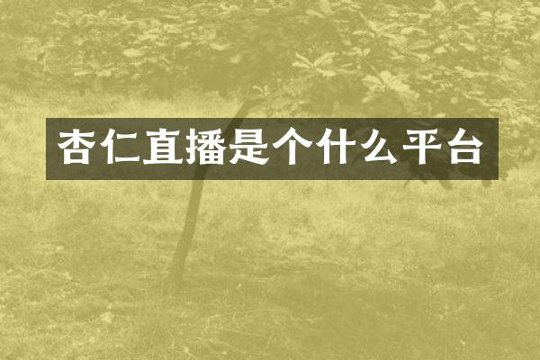 杏仁直播是个什么平台