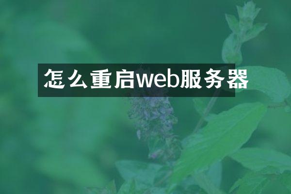 怎么重启web服务器