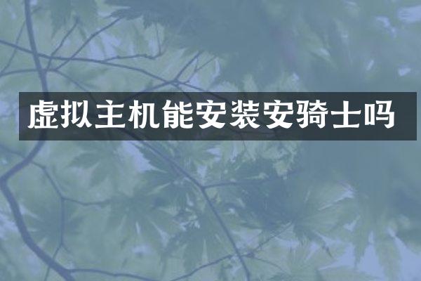 虚拟主机能安装安骑士吗