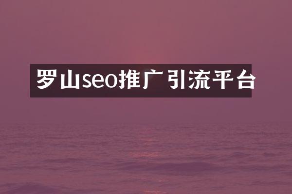 罗山seo推广引流平台