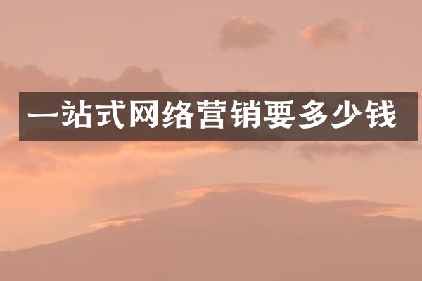 一站式网络营销要多少钱