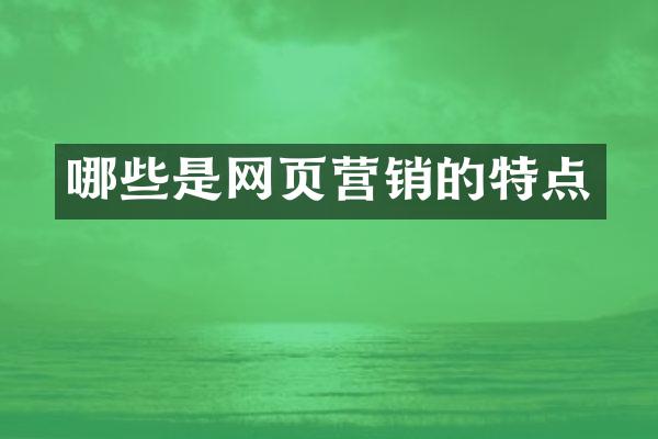 哪些是网页营销的特点