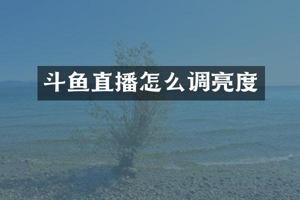 斗鱼直播怎么调亮度