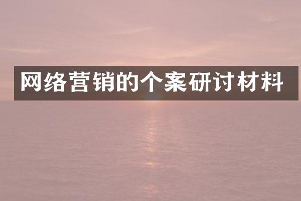 网络营销的个案研讨材料