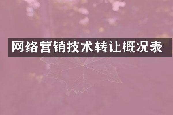 网络营销技术转让概况表