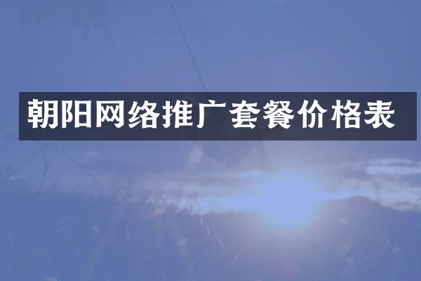 朝阳网络推广套餐价格表