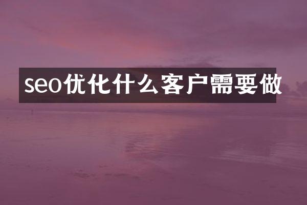 seo优化什么客户需要做