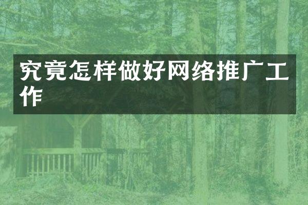 究竟怎样做好网络推广工作