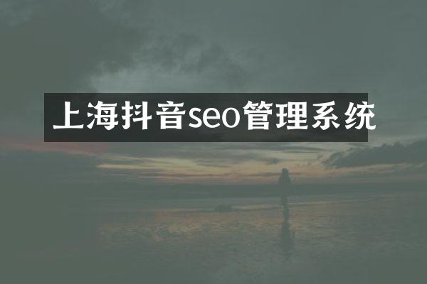 上海抖音seo管理系统