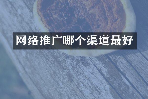 网络推广哪个渠道最好