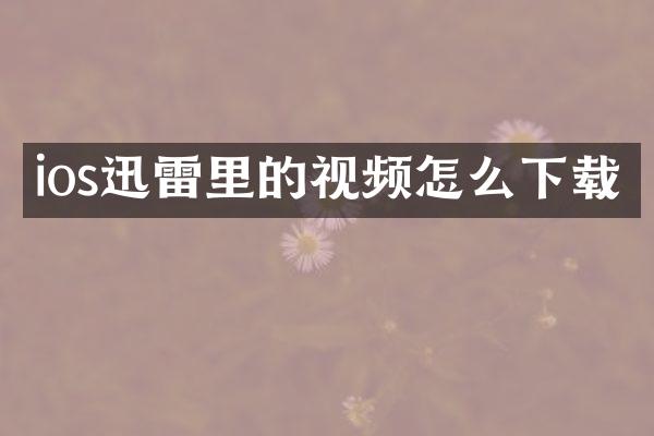ios迅雷里的视频怎么下载