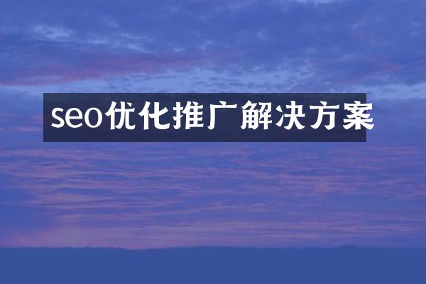 seo优化推广解决方案