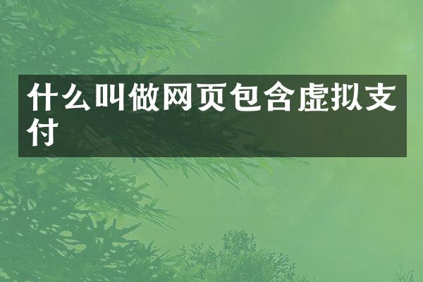 什么叫做网页包含虚拟支付