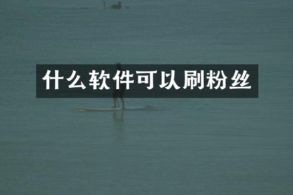 什么软件可以刷粉丝