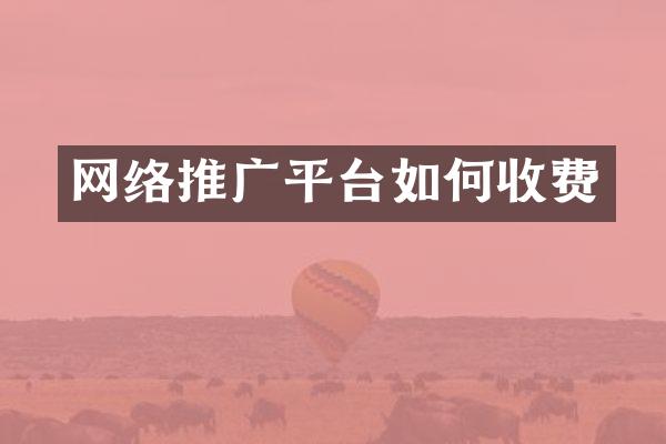 网络推广平台如何收费