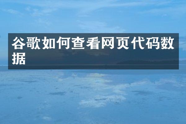谷歌如何查看网页代码数据