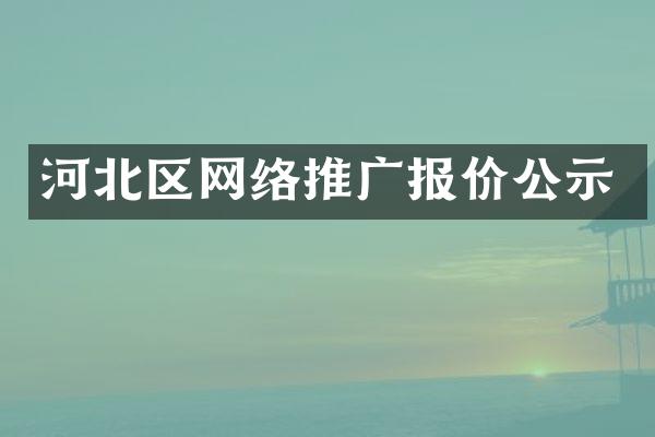 河北区网络推广报价公示