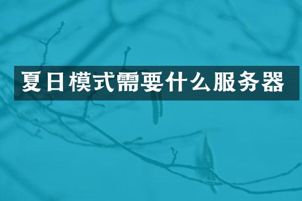 夏日模式需要什么服务器