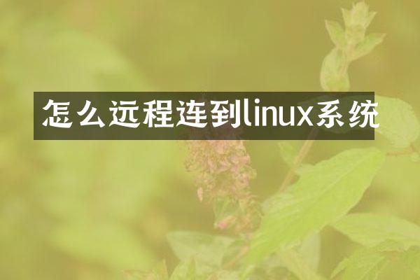 怎么远程连到linux系统
