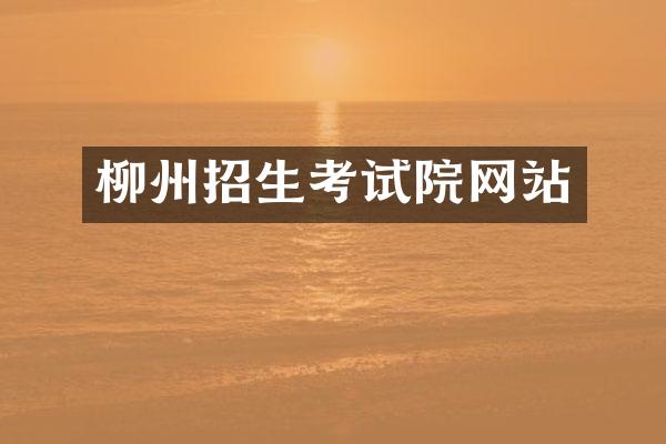 柳州招生考试院网站
