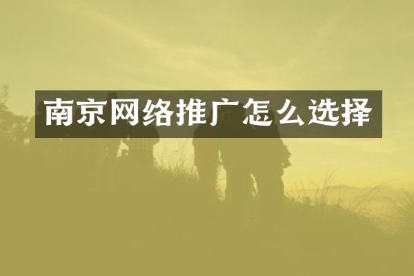 南京网络推广怎么选择