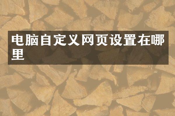 电脑自定义网页设置在哪里