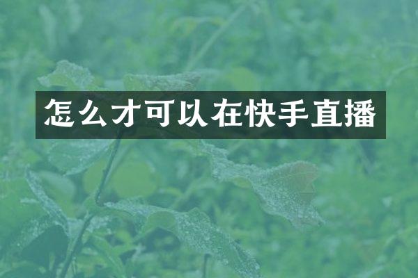 怎么才可以在快手直播