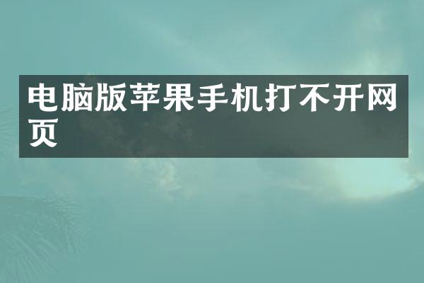 电脑版苹果手机打不开网页