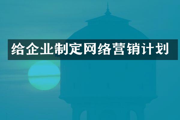 给企业制定网络营销计划