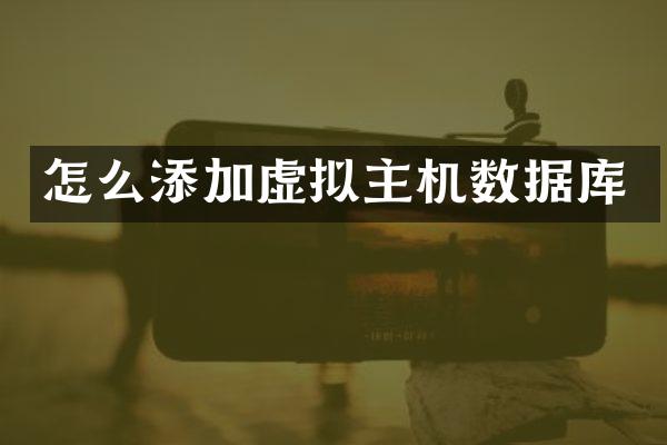 怎么添加虚拟主机数据库