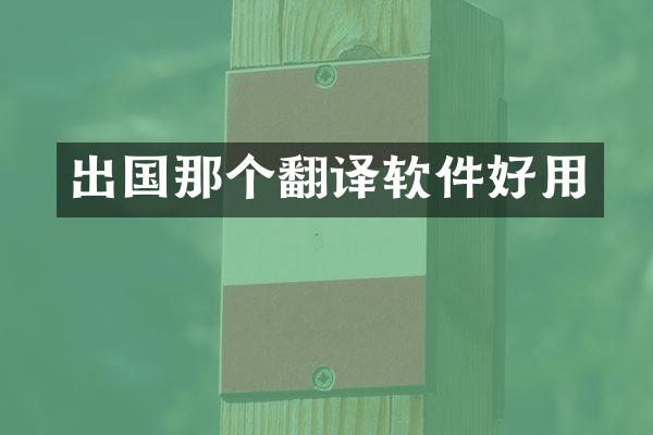 出国那个翻译软件好用