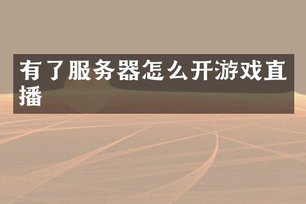 有了服务器怎么开游戏直播
