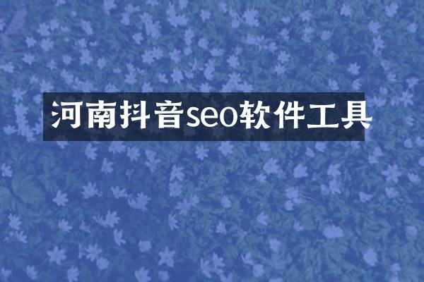 河南抖音seo软件工具