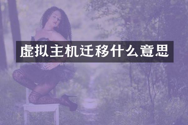 虚拟主机迁移什么意思