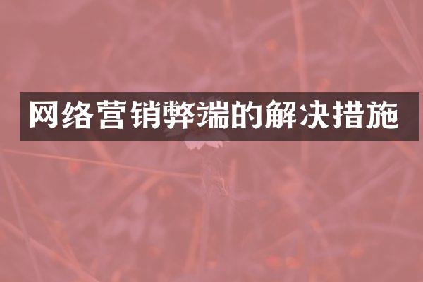 网络营销弊端的解决措施