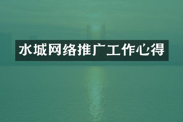 水城网络推广工作心得