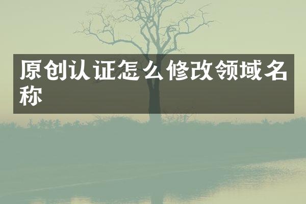 原创认证怎么修改领域名称