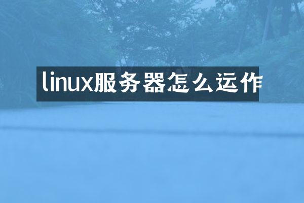linux服务器怎么运作