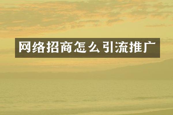 网络招商怎么引流推广