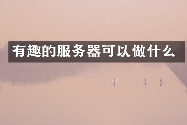 有趣的服务器可以做什么