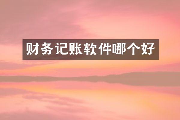 财务记账软件哪个好