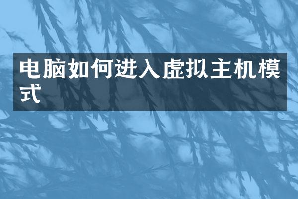 电脑如何进入虚拟主机模式