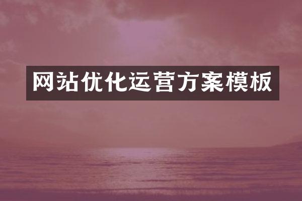 网站优化运营方案模板