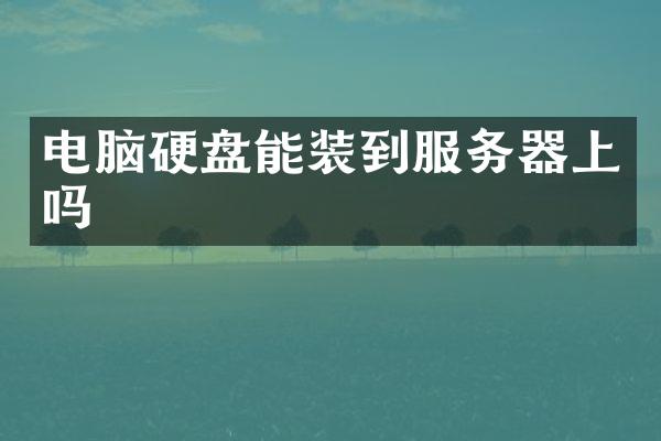电脑硬盘能装到服务器上吗